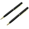 Mini roterande fickstorlek kulspetspenna metallmaterial 0,7 mm svart blå bläckpåfyllning Ballpen Office School Supplies Stationery 211025