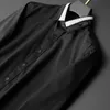 Camisas casuales para hombres Minglu manga larga masculina de lujo de lujo en blanco y negro cuello para hombre vestido moda