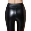 ATHVOTAR hiver femmes Pu cuir chaud Leggings épais noir taille haute Push Up décontracté couleur unie Fit pantalon 211215