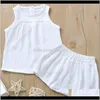 Ensembles bébé, maternité été lin bébé garçons costumes coton enfants tenues enfants fille vêtements ensemble né gilet hauts + shorts enfant en bas âge tissu 0-4Y