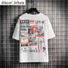 氷河長の特大のTシャツの男性夏のアニメプリントTシャツユニセックスヒップホップ日本のストリートウェア原宿Tシャツ210707