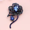 Pins, Brooches FARLENA Jewelry Vintage Camellia Brooch Pins With Crystal Rhinestones Large Flower For Women Scarf Accessory