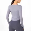 Kobiety Dress Tops Tees T-shirt Odzież Slim Joga Ćwiczenia Fitness Running Szybkoschnący Elastyczna Elastyczna Dekolt Figura Kobieta Długi Rękaw