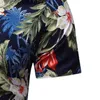 Męskie kwiatowy na całym Drukuj Plaża Hawaiian Koszula Lato Krótki Rękaw Przycisk Down Down Koszula Mężczyzna Wakacyjny Party Camisa Hawaiana 210522