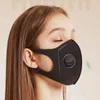 Designer Party Decora la maschera di copertura mezza faccia nera traspirante antipolvere con filtro sportivo riutilizzabile lavabile con valvola Scudo di sicurezza per adulti