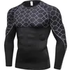 Summer Fitness Long Sleeve T Shirt Men Sportswear Compression Shirt Quick Dry Bodybuilding Tights Clothes Gyms T-shirts Men 210421