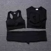 3 Piece Outfit de esporte para as mulheres juram workout roupas ginásio roupas yoga set terno fitness 210802