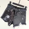 Deat Micro Pantsホットパンツヘビースパンコール壊れた穴Raw Edgeハイウエストデニムショーツ新しいファッション潮夏GD899 210428