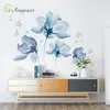 Romantic Blue Flowers Wall Sticker Living Room Bedroom Decor Home Background Self-adhesive Stickers ation 220217