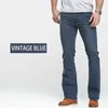 Mens Boot Cut Джинсы слегка вспыхнутые стройные фигурные синие черные брюки дизайнерские классические мужские растягивающие джинсовые штаны 211103