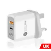 Type C Charger 18W 20W 25W PD USB-C سريع شحنات الجدار QC3.0 لـ iPhone 11 12 14 15 Pro Max Samsung S20 S21 HTC Android Phone مع Box