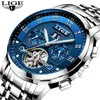 LIGE MENS Horloges Topmerk Luxe Automatische Mechanische Horloge Mannen Volledige Stalen Zakelijke Waterdichte Sporthorloges Relogio Masculino Q0524