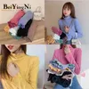 Women T Shirt Spring Autumn Long Sleeve Casual Plain T-shirts Female Half Turtleneck Tops Woman Korean Tshirts 210506