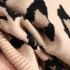 Frauen Zweiteilige Hosen Leopard Gestrickte Frauen Pullover Kostüm Herbst Winter Pullover 2 Stück Set Trainingsanzüge Koreanische Sport Anzüge