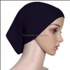 バンダナススカーフは帽子、手袋ファッションのaessoresイスラム教徒の女性のスカーフ帽子の女性のソリッドカラーターバン柔らかいクレイクビーニー帽子ビーチの太陽