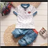 Baby Kids Maternity Drop Leverans 2021 Baby Boys Sommarkläder Födda Barnkläder Ställer för Pojke Kortärmad T-shirts Jeans Cool Denim Shor