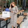 Lente Chiffon Floral Gedrukt Vrouwen Jurk Flare Mouw V-hals Sjeres Lange Elegante Mode Koreaanse Dames Vestido Femme 210513