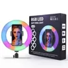 10 tum RGB Ring Light Stative LED Ringlight Selfie Ringlight With Stand RGB 26cm Videoljus för YouTube Tik Tok3755609