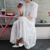 Hollow Out Lace Dress Summer Elegant Beach Dress Female With Spaghetti Strap vest +Summer Dresses two piece set 210514