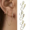 Boucles d'oreilles de cerceau rond Punk Piercing Piercing pour les femmes Lage Lage Brilliant Crystal Chain Chain d'oreille Cadeau d'anniversaire Huggie6569886