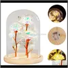 お祝いパーティー用品ホームガーデン1ピースロマンチックゴールドフォイルローズフラワーLEDライトデコレーションバッテリーの装飾的な花の花輪ドロップD