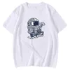 Modemerk man t-shirts oversized comfortabele t-shirt ruimte man astronaut rijden auto's print kleding korte mouw t-shirt mannelijk y0809