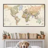 La mappa politica del mondo Retro pittura su tela 5 dimensioni Vintage Wall Art Poster Aula Decorazione della casa Materiale scolastico per bambini1826198