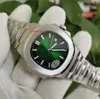 고품질 손목 시계 자동 이동 40mm 녹색 다이얼 클래식 5711 1A 투명 백 남성 남성 시계 WA259X