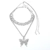 overdreven micro ingelegde diamanten geometrische ketting damespak Cuba ketting grote vlinder ketting310Y