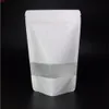 13x20cm (5x7.75in) 100x Mat Clear Front Silver / Green / White / Black Rice Paper Stand-up Pouch Zip Lock Package Bags Tear Killchgoods