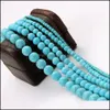 Pedra frouxa frouxa jóias brancas azul turquesa redonda descobertas 4/6/8/10/20 / 12 mm para fazer DIY artesanato Material de grânulo entrega 2021