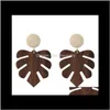 Ljuskrona leverans 2021 Vinatge Ethnic Lefe Shape Pendant örhängen för kvinnor Vintage African Wood Drop Dangle Earring Statement Party Je