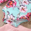 Barnkläder Ställer Tjejer Outfits Barn Floral Flower Print Romper Toppar + Kjolar + Båge Headband 3pcs / Sats Sommar Mode Boutique Baby Kläder