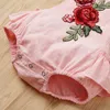 Lato Baby Romper Girl Ubrania Haftowane Kwiat Bez Rękawów Body Odzież Kostium 210528
