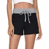 Sommar patchwork färg dragsko mini shorts för kvinnor plus storlek casual lösa feminino streetwear beach shorts 210608