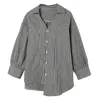 Vrouwen losse gestreepte shirts lente herfst mode vrouwelijke batwing mouw casual chiffon shirt v-hals blouse tops met riem 210423
