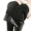 Thickening Black Leather Leggings Winter for Women Fashion Faux Leggins Large Size Warm Solid 211204