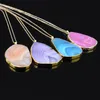 Zhuoyi Color Agate Crystal Coting Ripple Pendant Necklace Lock Bone Neck Seater Chain Jllvuz