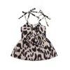 9m-4y Summer Toddler Kid Girls Leopard Klänningar Ärmlös Bow Tutu För Barn Kostymer 210515