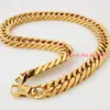 Trendy 17mm Wide Charming 316L Stainless Steel Gold Cuban Curb Chain Men039s Heavy Cool Jewelry Necklace 740quot Gift Chains6729273