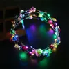 LED 조명 꽃 크라운 깜박이 화환 머리 밴드 걸쇠 꽃 머리 후프 요정 Hairband Headwears 결혼식 Chirstmas 파티 장식 2016 Y2