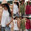 Camiseta holgada sin mangas para mujer de calle alta, camiseta de verano de Color puro de punto con cuello Halter, camisetas informales sólidas para mujer 210508