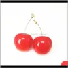 Stud Delivery 2021 Fashion Red Cherry Gold Drop Earring Sweet Fruit Long Crystal Earrings For Women Lady Gift Jewelry Tassel Dangle Accessori