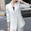 White Pants Suit Temperament Fashion High-End Buiness Formal Long Sleeve Blazer Sets Office Ladies Work Clothes Black 210604