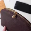 M47515 kosmetisk väska dam lyx designers plånbok klassisk läder dragkedja sminkväskor modeväskor brun blomma clutch handväska kvinna förvaringsväska