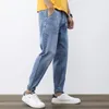 Heren jeans lente herfst 2022 slimme zakelijke mode rechte normale blauwe stretch denim broek klassieke mannen plus maat 28-36
