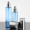 Frascos de armazenamento frascos 20 ~ 120ml Perfume névoa azul pulverizador azul 30 / 50g vidro creme de vidro jarra prata gota tampa de óleo de óleo recarregável emulsão loção botão bot