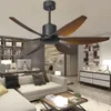 Deckenventilatoren, amerikanische Ventilator-Lampe, LED, modernes, einfaches Wohnzimmer, Esszimmer-Licht, Fernbedienung, sechs Blätter, 54 Zoll, elektrisch