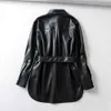 Grün Schwarz Lederjacke Frauen PU Bikerjacke Streetwear Punk Motorrad Faux Mantel Winter Koreanisch 210521