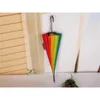 New Rainbow Umbrella Long Hand Rain&Sunny Colorful Pagoda Umbrellas Photography Props Gift Princess Umbrella 210401